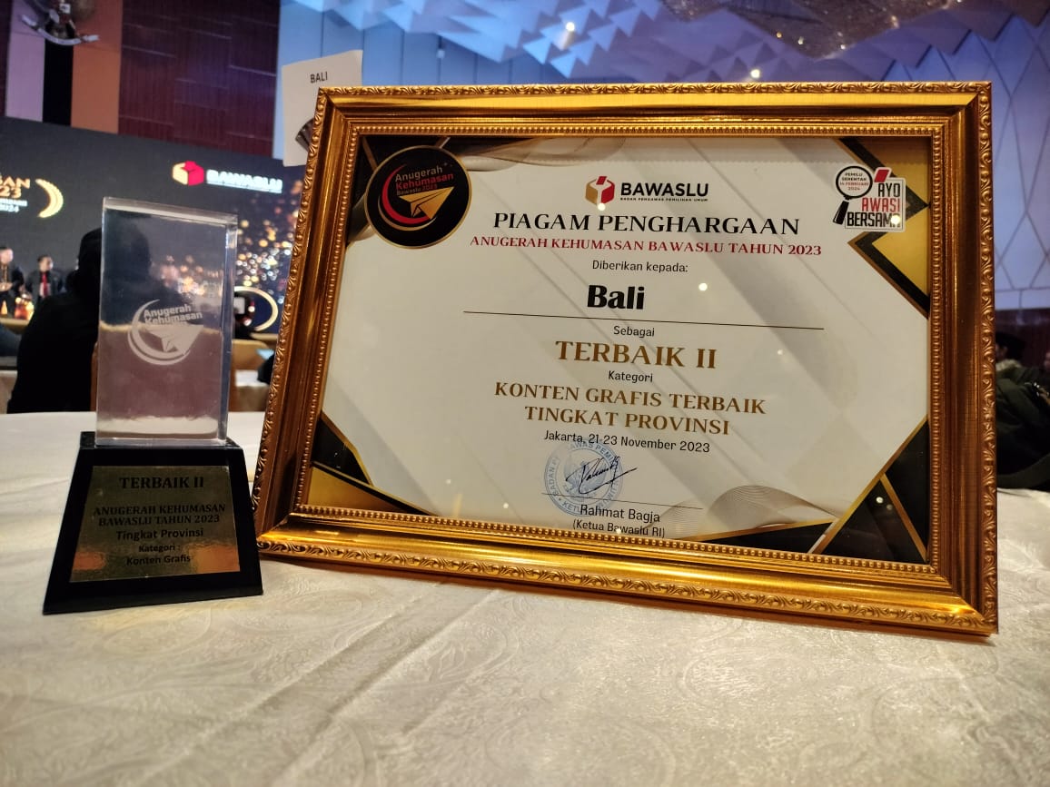 Bawaslu Bali Berhasil Raih Peringkat II Kategori Konten Grafis Terbaik Dalam Anugerah Kehumasan