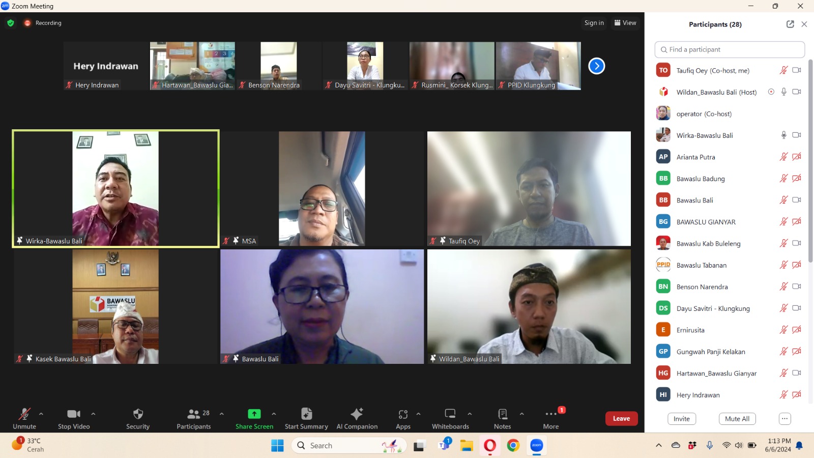 Bawaslu RI kembali melakukan penilaian keterbukaan Informasi Publik Bawaslu Kabupaten/Kota se-Bali