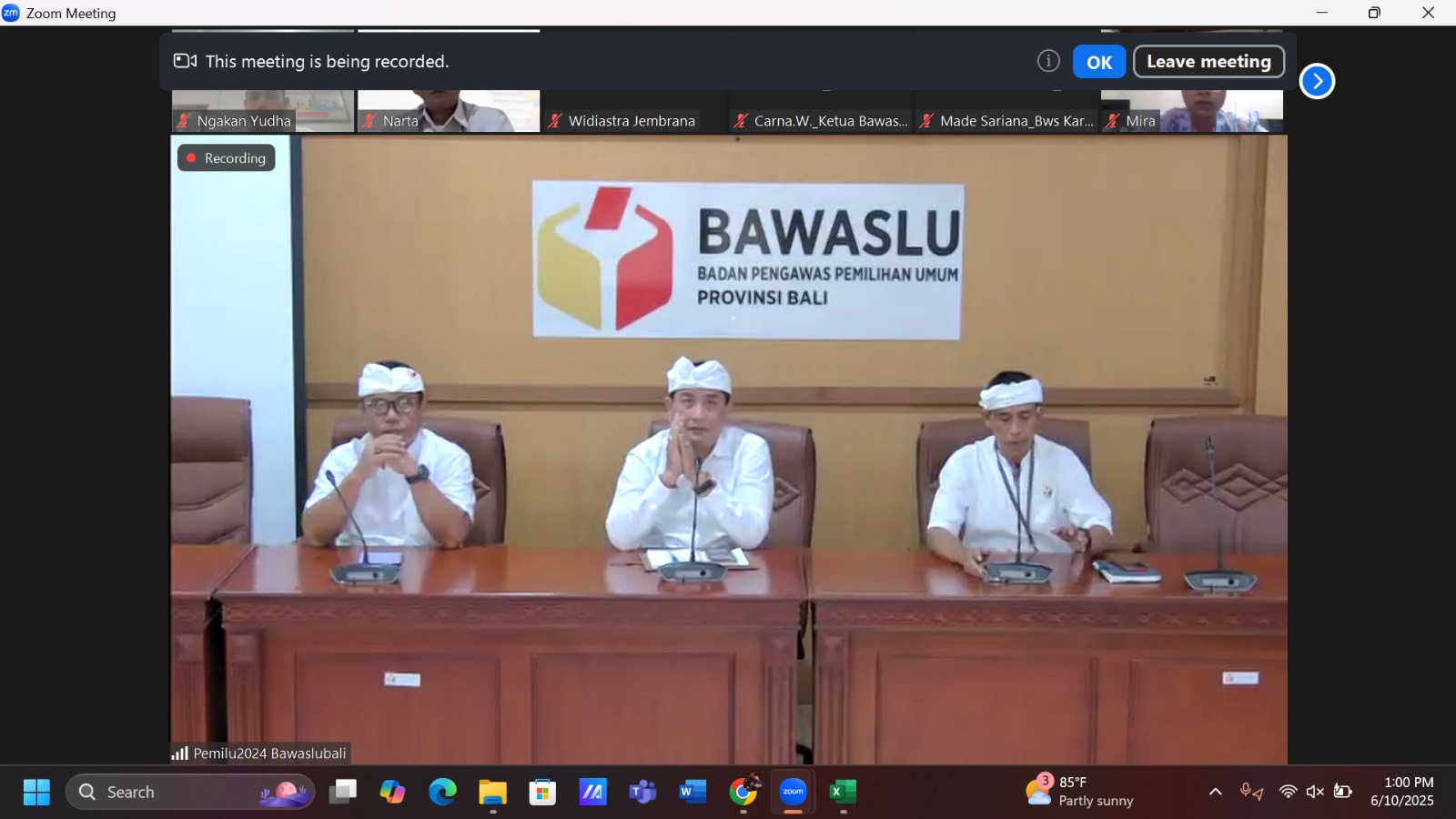 Konsolidasi Virtual Bawaslu Bali: Refleksi Pengawasan Pascapemilihan dan Penguatan SDM