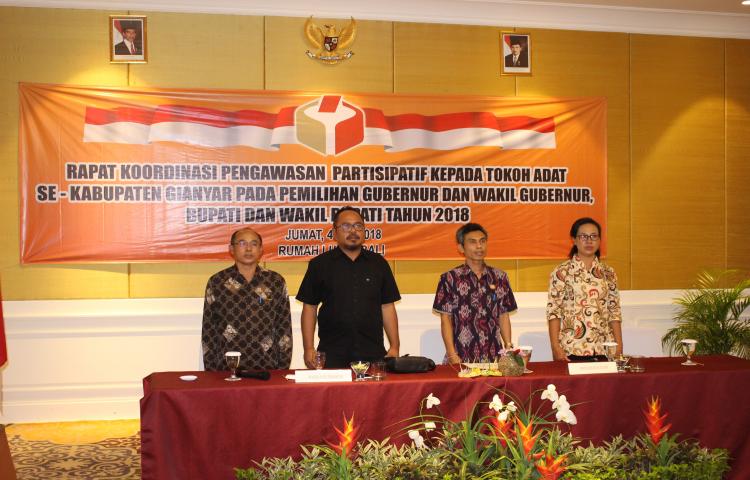 Panwaslu Gianyar Gelar Rapat Koordinasi Pengawasan Pemilihan Partisipatif Dalam Rangka Pilgub dan Pilbup Tahun 2018