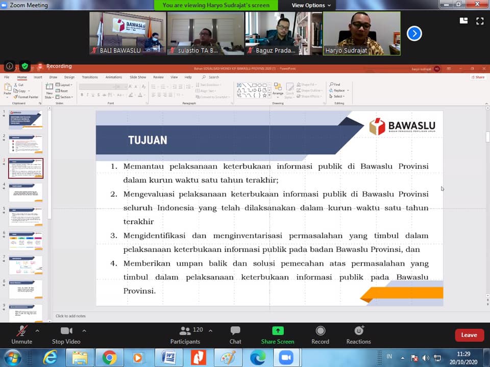 Bawaslu RI akan Monitoring dan Evaluasi Keterbukaan Informasi Bawaslu Provinsi Se-Indonesia