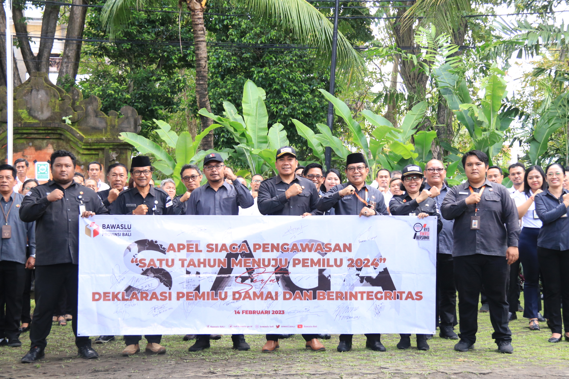 Peringati Satu Tahun Menuju Pemungutan Suara, Bawaslu Bali Gelar Apel dan Launching Posko Kawal Hak Pilih