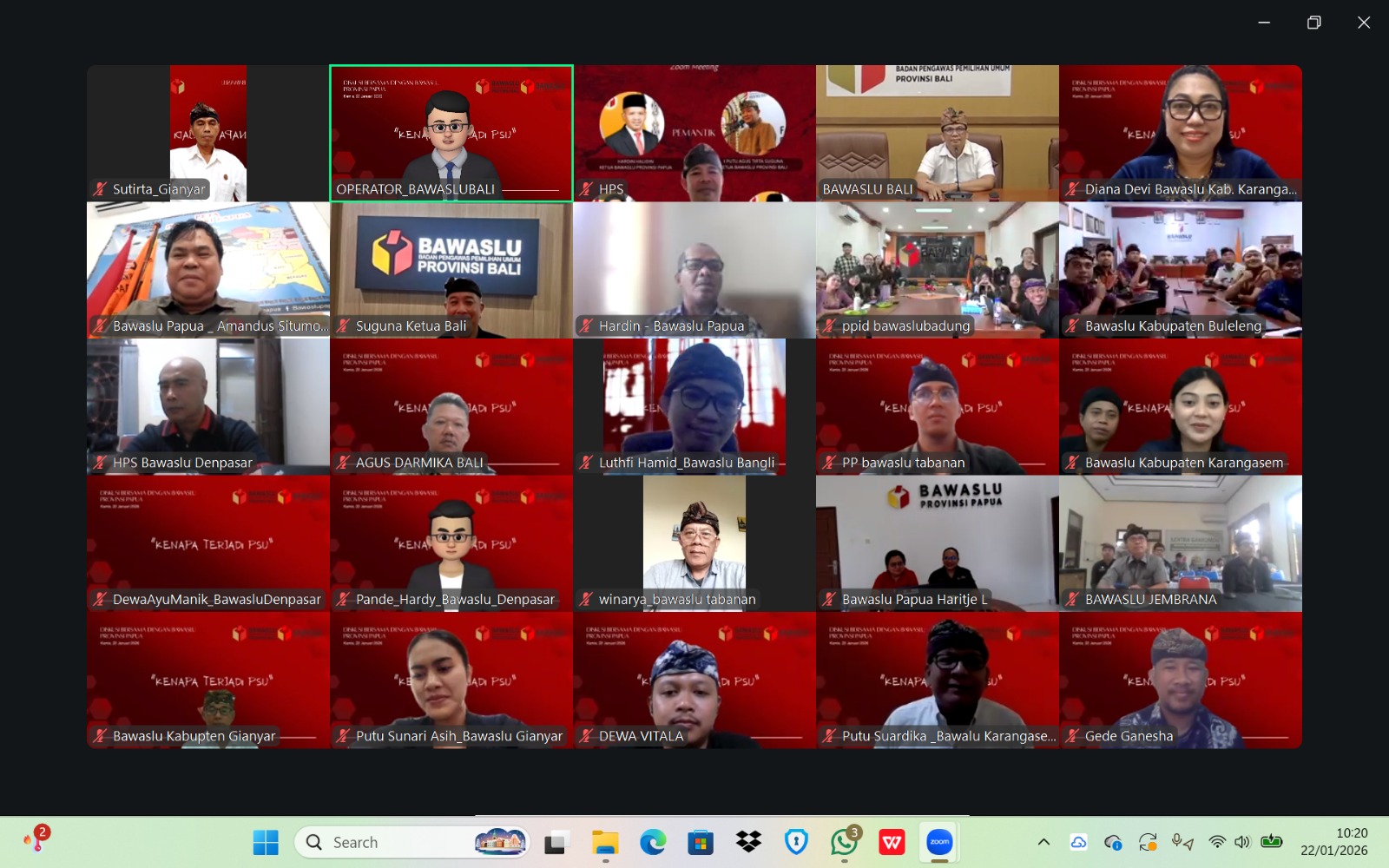 diskusi hukum antara Bawaslu Provinsi Bali dan Bawaslu Provinsi Papua yang membedah Putusan Mahkamah Konstitusi