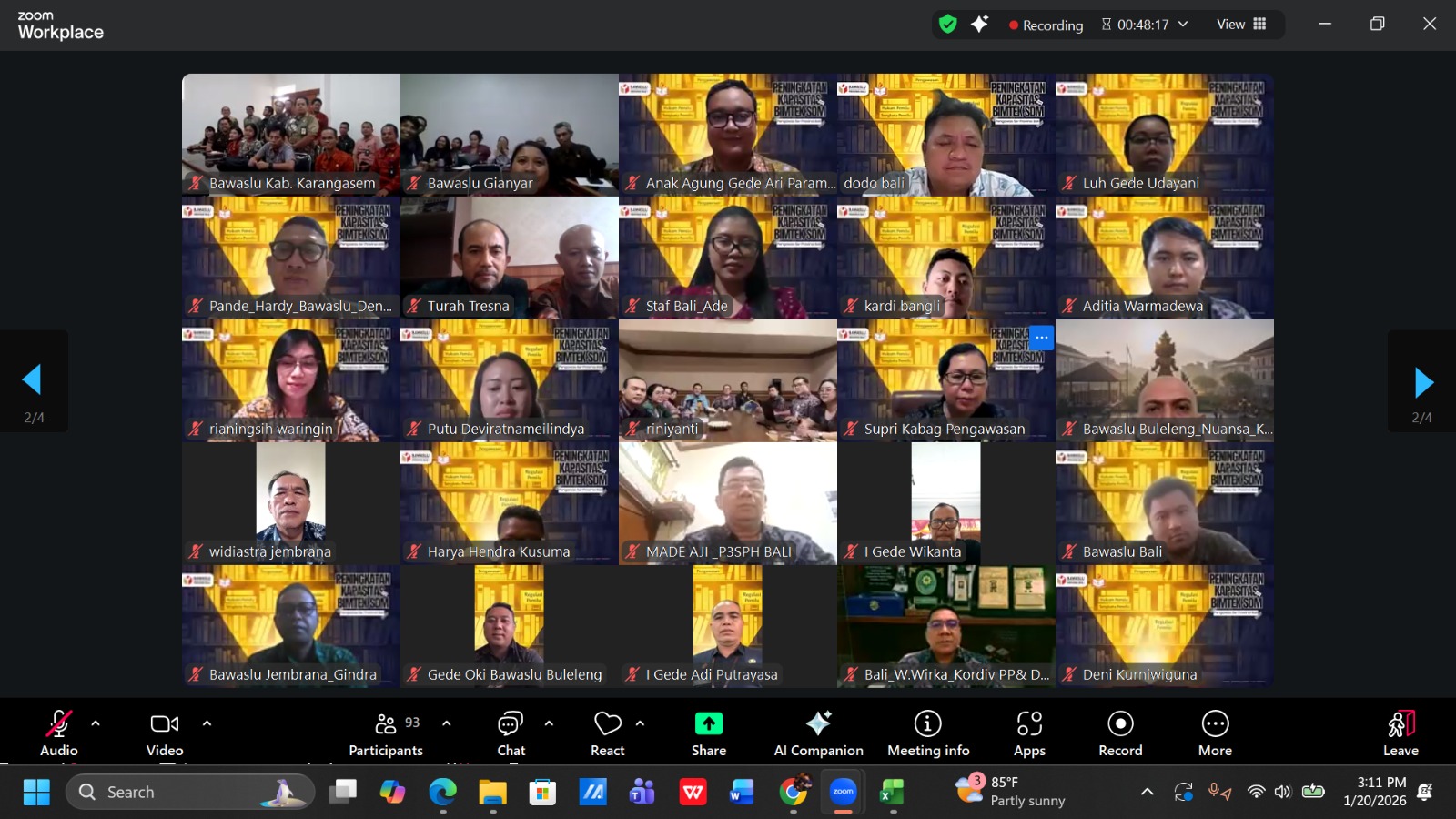 Potrait Peningkatan Kapasitas SDM Bawaslu se-Bali di Chapter II dengan Tema Penanganan Pelanggaran Pemilu.