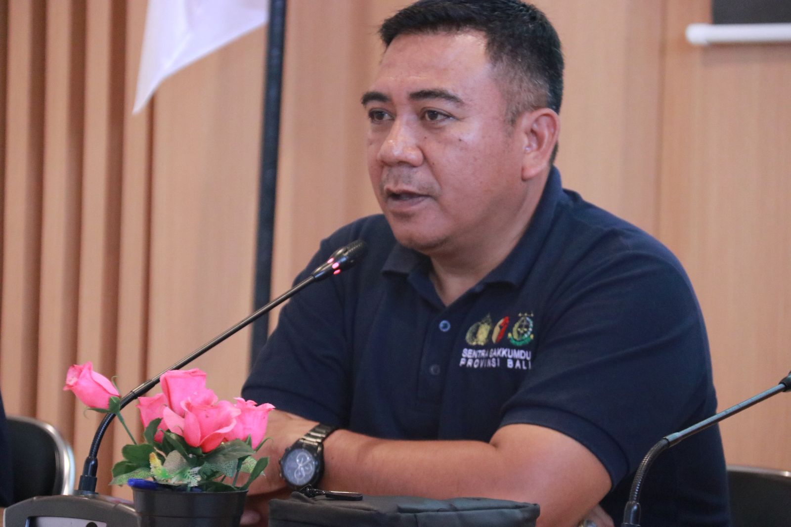 Anggota Bawaslu Bali, I Wayan Wirka saat pembahasan Pentingnya Akurasi Data Pemilih dalam Koordinasi Bawaslu se-Indonesia Bali di Bangli, Selasa (10/3/2026)