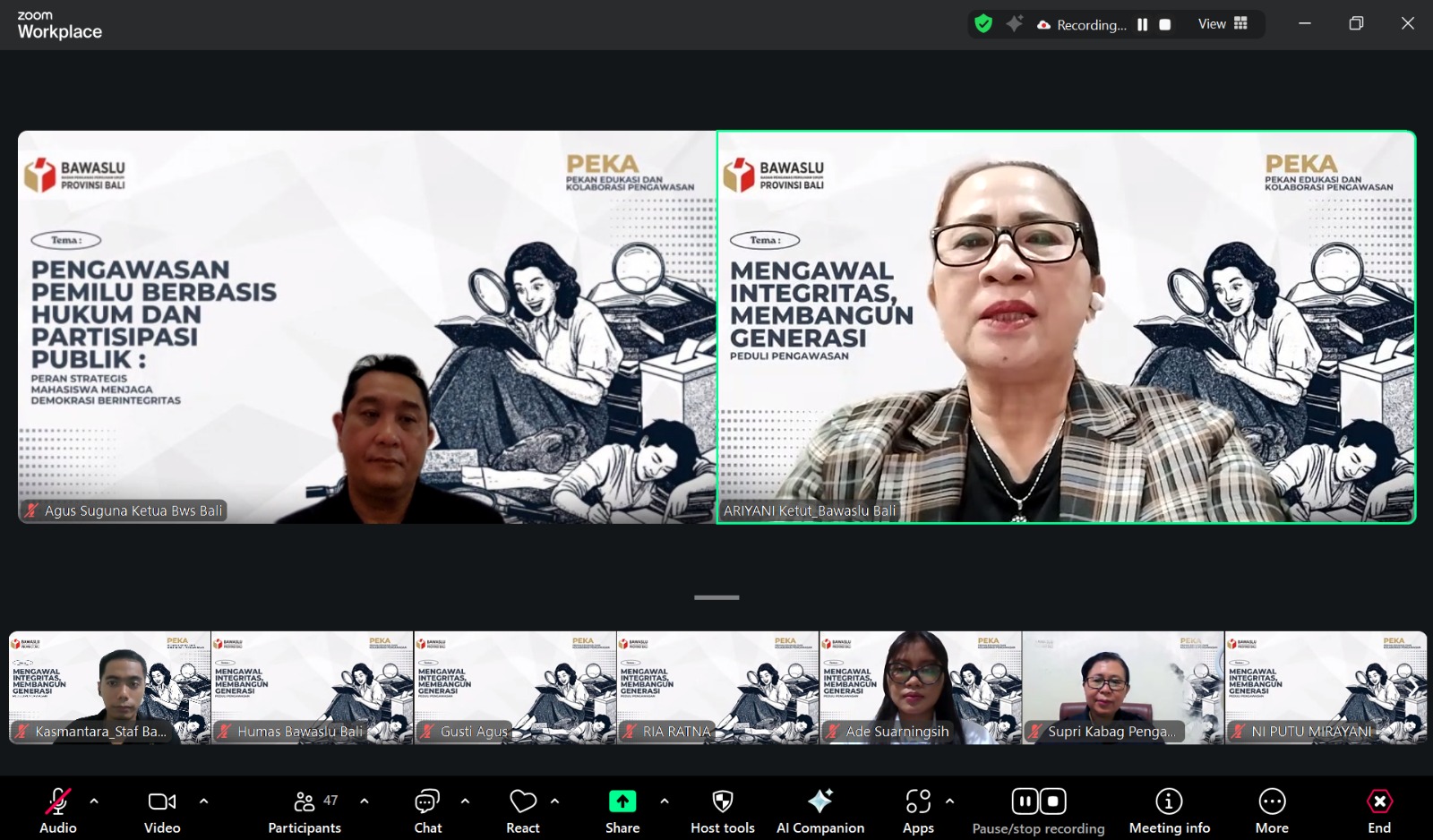 Ketua Bawaslu Bali dan Kordiv P2H Bawaslu Bali saat diskusi dalam program PEKA edisi ke - 4 secara daring, Jumat (13/3/2026).