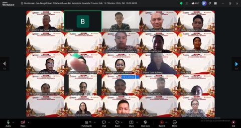 Rapat Koordinasi Pengelolaan Ketatausahaan dan Kearsipan secara daring melalui Zoom Meeting pada Selasa (13/10/2026).