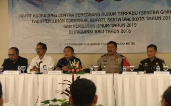 Bawaslu Bali Gelar Rakor Sentra Gakkumdu Pemilihan Gubernur, Bupati, dan Walikota Tahun 2018 Serta Pemilihan Umum Tahun 2019