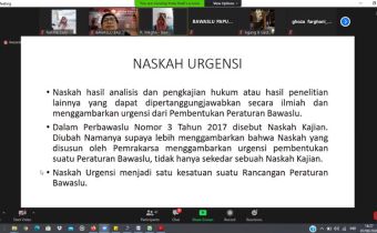 Bawaslu Bali mengikuti Rapat Diseminasi Rancangan Peraturan Bawaslu Tentang Pembentukan Perbawaslu