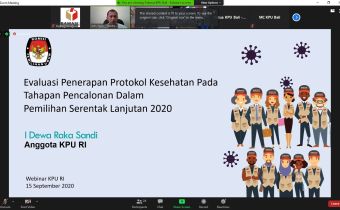Bawaslu Bali mengikuti Sosialisasi Penerapan Protokol Kesehatan Pencegahan dan Pengendalian Covid-19 Pada Pemilihan Serentak Tahun 2020