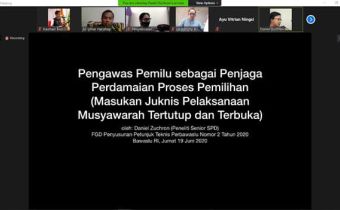 Lanjutan Focus Group Discussion (FGD) Penyusunan Petunjuk Teknis Perbawaslu Nomor 2 Tahun 2020