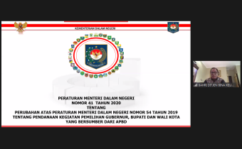 Ketua dan Kasek Bawaslu Bali mengikuti Sosialisasi Permendagri Nomor 41 tahun 2020 tentang Pendanaan Pilkada serentak 2020