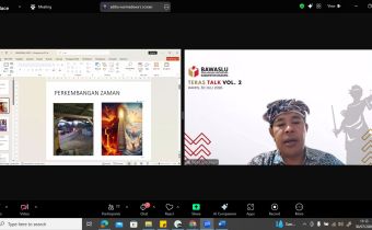 Gede Sutrawan, saat menjadi narasumber dalam kegiatan TERAS Talk Vol. 2 bertajuk "Demokrasi Digital: Memetakan Risiko AI dalam Pemilu 2029 dan Langkah Mitigasi Bawaslu"