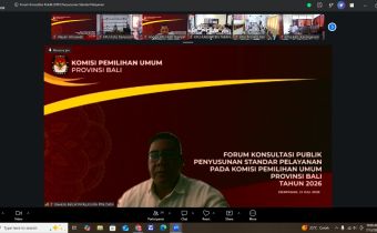 Wirka hadiri Forum Konsultasi Publik Penyusunan Standar Pelayanan pada KPU Provinsi Bali Tahun 2026 yang digelar secara daring