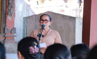 Kordiv P2H H Bawaslu Bali, Ketut Ariyani saat menghadiri deklarasi bertajuk TAPAK DARA (Tatanan Pelaksanaan Kepemiluan yang Demokratis, Aktual, Rekonstruktif, dan Akuntabel), Senin (3/8/2026)