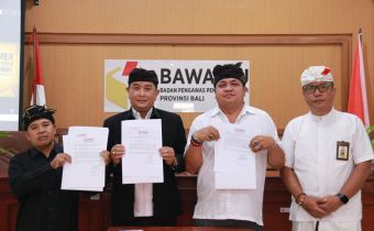 Penandatanganan IKU secara serentak oleh Bawaslu Se-Bali, Rabu (12/8/2026).
